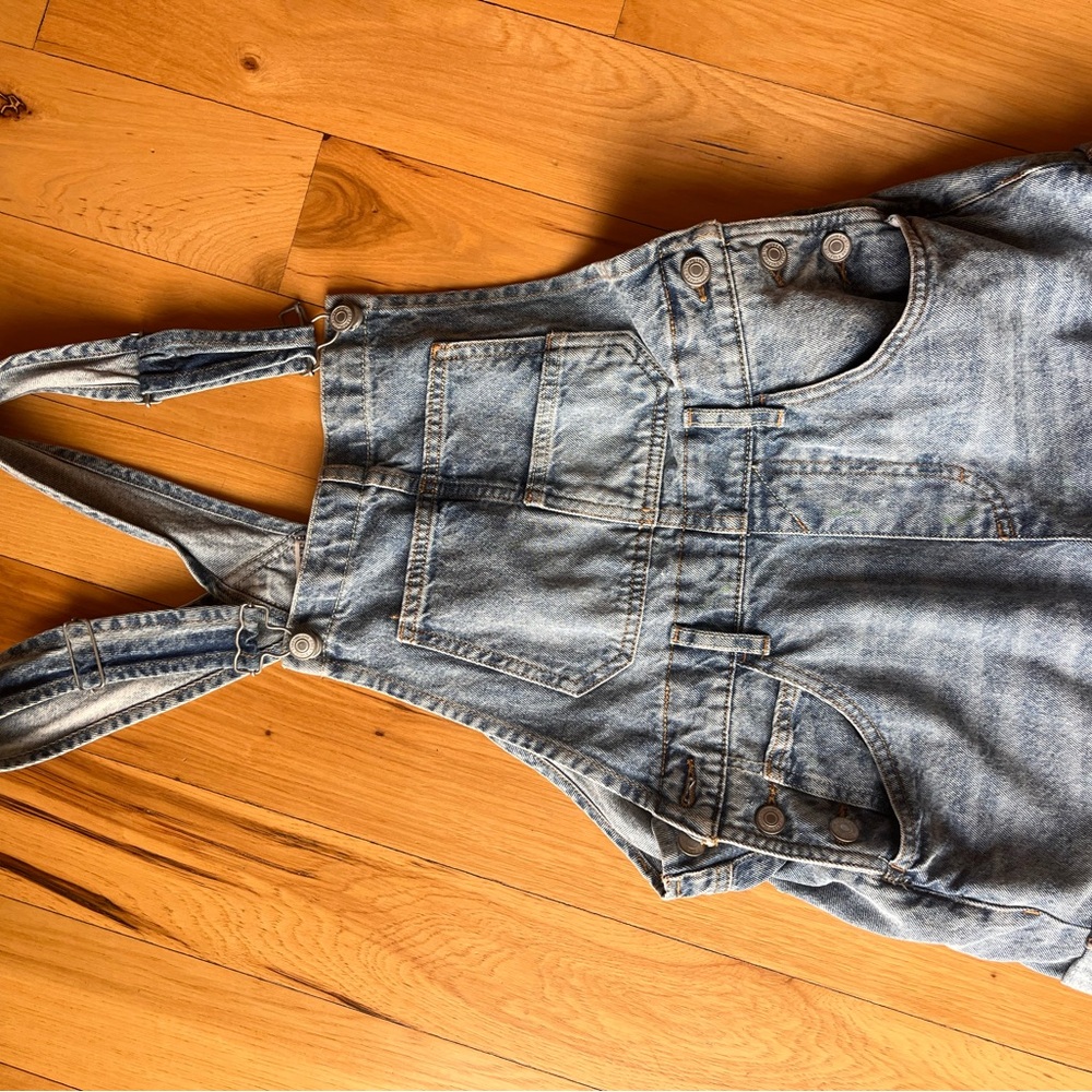 Free People We The Free Light Blue Denim Overalls